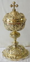 Antique French solid silver gilt Baroque Ciborium